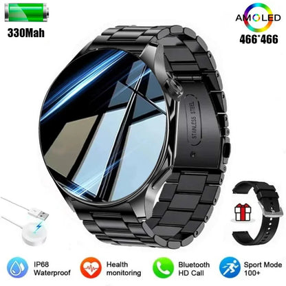 New IP68 Waterproof Smartwatch for Men - AMOLED GPS, Bluetooth Call, NFC, Health Monitor