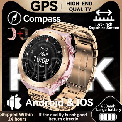 Military-Grade GPS Smartwatch: 1.45'' AMOLED Display, 100+ Sports Modes, Voice Calling