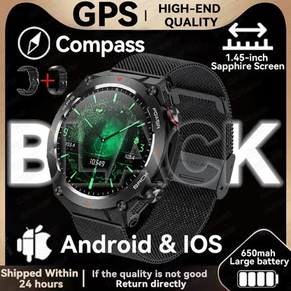 Military-Grade GPS Smartwatch: 1.45'' AMOLED Display, 100+ Sports Modes, Voice Calling