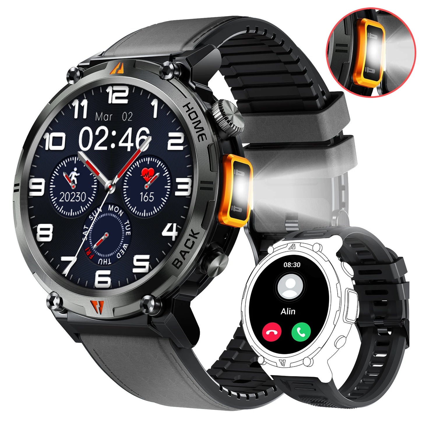 2024 Smart Watch for Men - 3ATM Waterproof, Bluetooth Call, Health Monitor, Sport Design