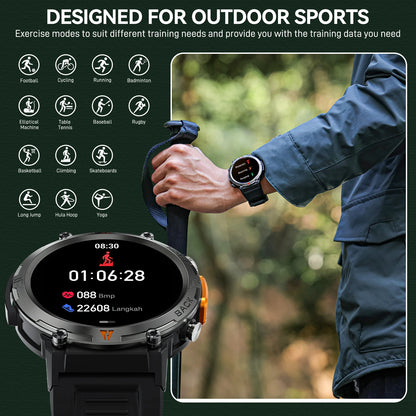 2024 Smart Watch for Men - 3ATM Waterproof, Bluetooth Call, Health Monitor, Sport Design