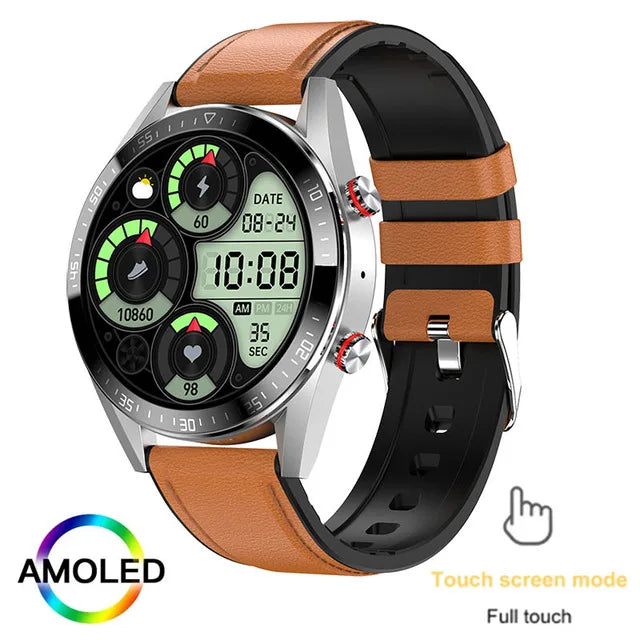 AMOLED Smartwatch for Men with Bluetooth Calls, Fitness Tracking, and Music Playback