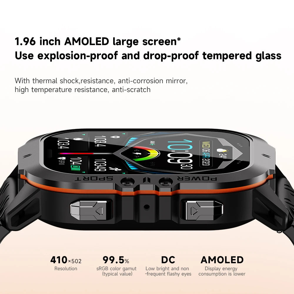 C26 Smart Watch: 100+ Sports Modes, Bluetooth Call, AMOLED 1.96", 1ATM Waterproof