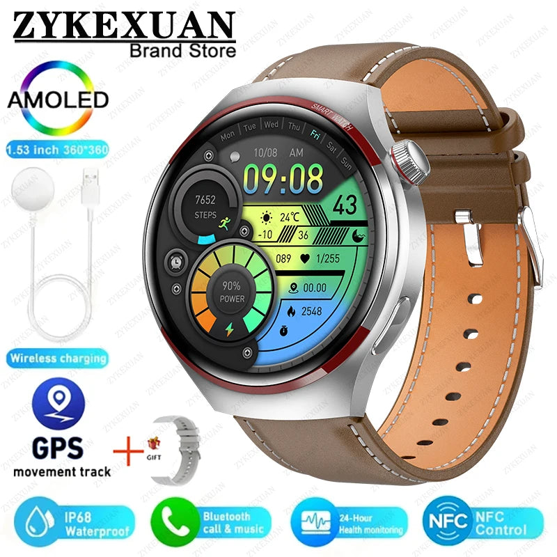 Smart Watch Men AMOLED HD Screen GPS NFC Bluetooth Call Heart Rate Sport Tracker