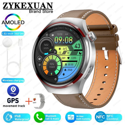 Smart Watch Men AMOLED HD Screen GPS NFC Bluetooth Call Heart Rate Sport Tracker