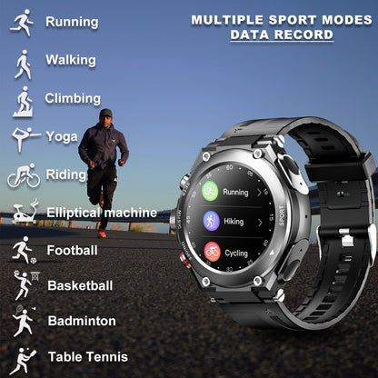 Men And Women Sports Smart Watch | Bluetooth With Earbuds With Speaker Heart Rate Monitor Smartwatch.