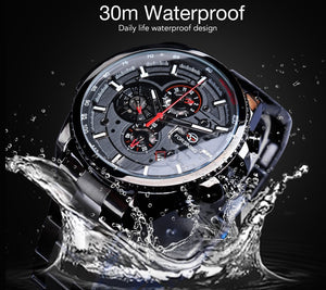 Men's Mechanical Wrist Watch | Stainless Steel Three Dial Calendar Military Sport Watch