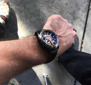 Automatic Mechanical Men's Watch | Waterproof Skeleton Genuine Black Belt Wristwatch