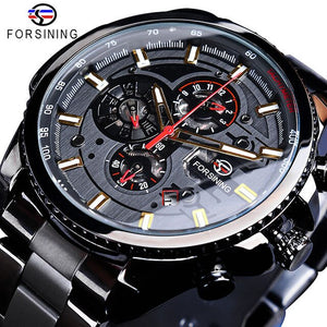 Men's Mechanical Watch | Sport Military Multifunction Steel Strap Automatic Wristwatch