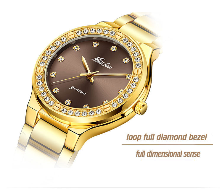 Woman's Luxury Watch | Japan Movt 30M Waterproof Gold Analog Female Wristwatch.