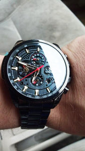 Men's Mechanical Wrist Watch | Stainless Steel Three Dial Calendar Military Sport Watch