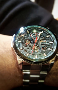 Men's Mechanical Wrist Watch | Stainless Steel Three Dial Calendar Military Sport Watch