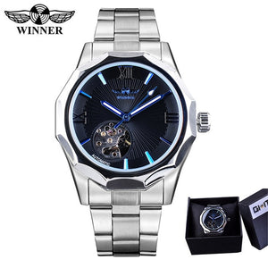 Mechanical Men's Watch | Automatic Aviator Military Sport Blue Glass Wristwatch