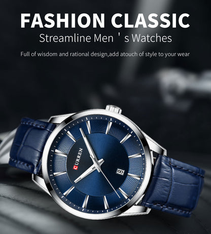 Men's Quartz Watch | Faux Leather Strap Business Luxury Top Brand Male Wristwatch.