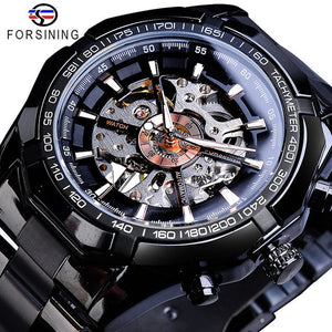 Men's Mechanical Sport Watch | Waterproof Stainless Steel Skeleton Transparent Watch