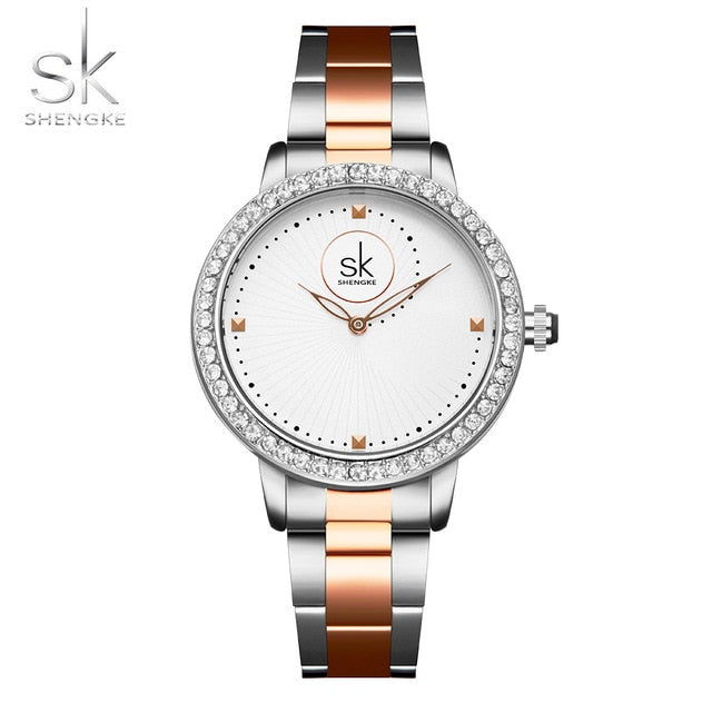 Woman's Braclet Watch | Ladies Rose Gold Quartz Crystal Wristwatch.