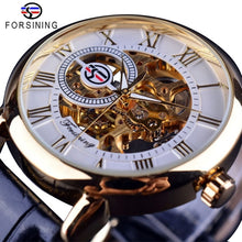 Load image into Gallery viewer, Men&#39;s Skeleton Mechanical Watch | Men Luxury Engraving Leather Black Gold Case Wristwatch
