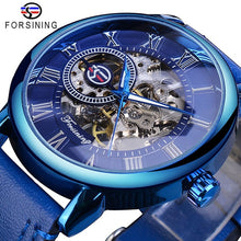 Load image into Gallery viewer, Men&#39;s Skeleton Mechanical Watch | Men Luxury Engraving Leather Black Gold Case Wristwatch
