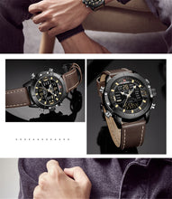 Load image into Gallery viewer, Men&#39;s Digital Sport Watch |  Military Genuine Leather Waterproof Chronograph Wristwatch
