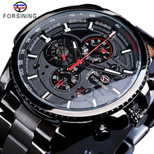 Load image into Gallery viewer, Men&#39;s Mechanical Wrist Watch | Stainless Steel Three Dial Calendar Military Sport Watch
