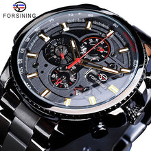 Load image into Gallery viewer, Men&#39;s Mechanical Wrist Watch | Stainless Steel Three Dial Calendar Military Sport Watch
