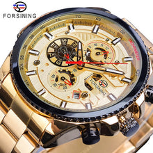 Load image into Gallery viewer, Men&#39;s Mechanical Wrist Watch | Stainless Steel Three Dial Calendar Military Sport Watch

