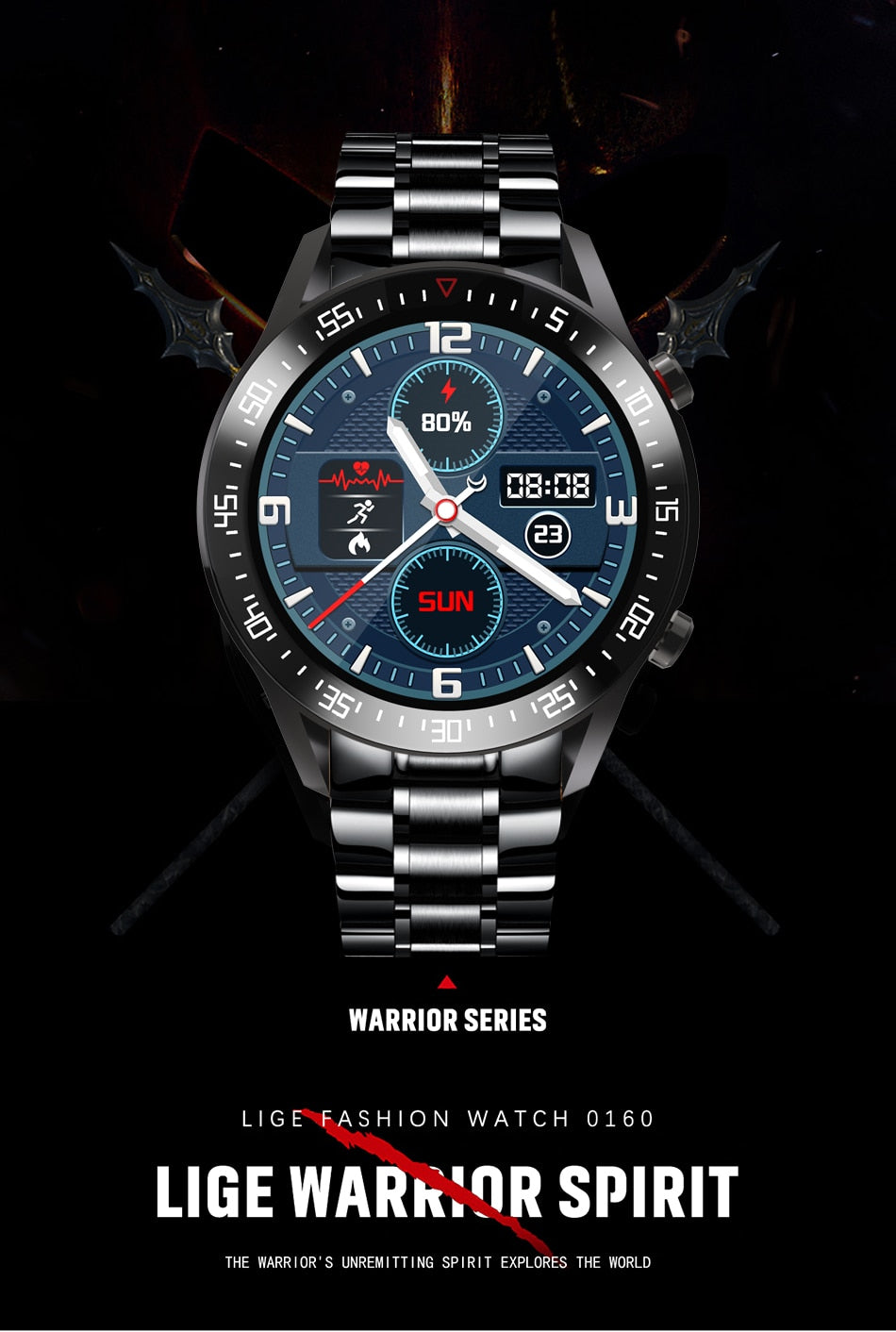 Men's Stainless Steel Smartwatch | Waterproof Sports Fitness Full Circle Smartwatch.