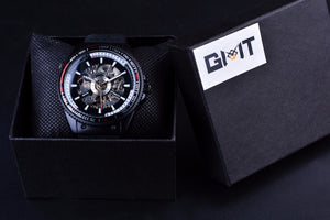 Automatic Mechanical Men's Watch | Sport Rotating Bezel Silicone Band Black Wristwatch