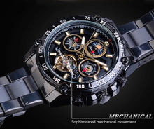 Load image into Gallery viewer, Automatic Mechanical Men&#39;s Watch | Self Wind Skeleton Moon Phase Calendar Steel Strap Watch

