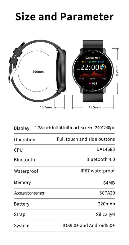 Ultimate Fitness Smartwatch | Men's IP67 Waterproof Bluetooth Sport Watch.